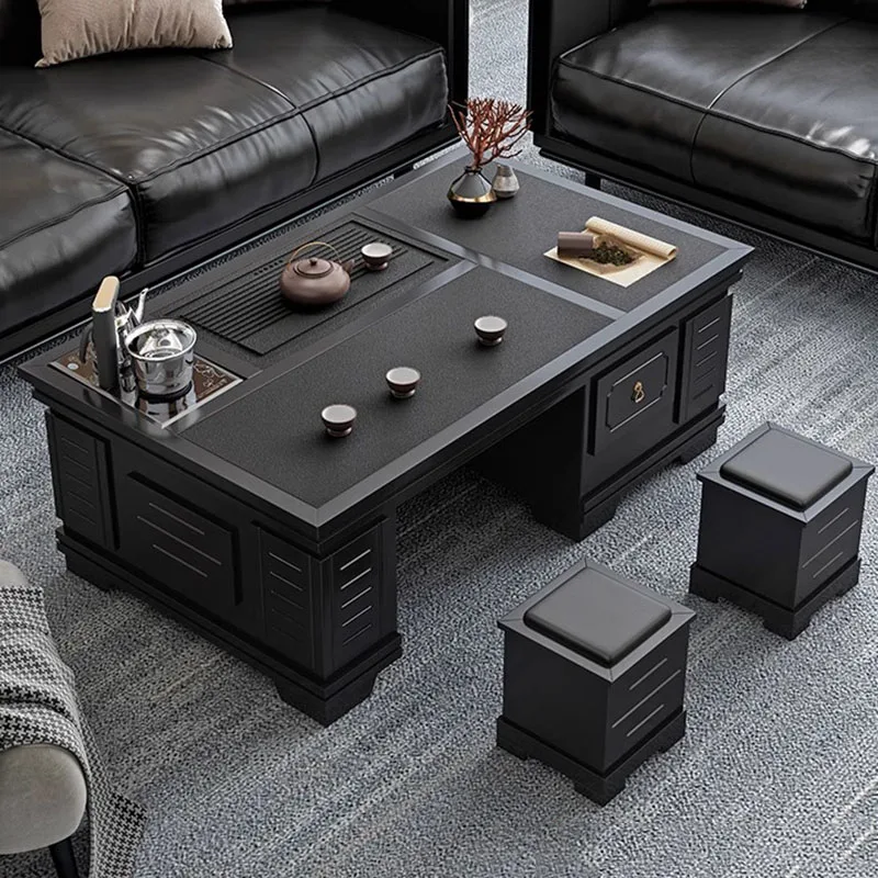 Nordic Living Room Coffee Table Black Drawers Modern Wood Coffee Table Minimalist Floor Hotel Tavolino Da Salotto Furniture