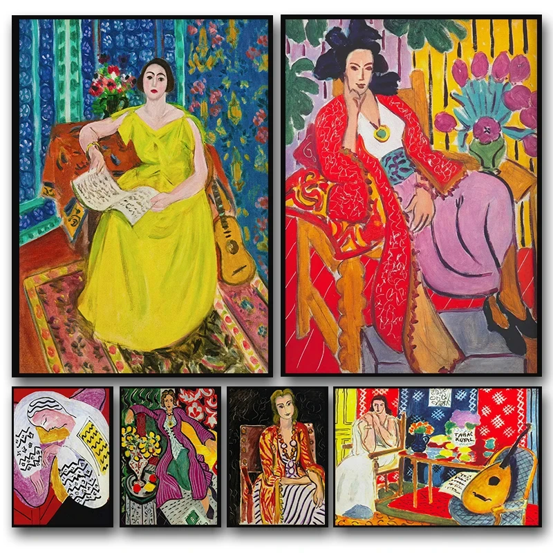 

Vintage Matisse Abstract Artwork Flowers Woman Portrait Posters Prints Canvas Painting Wall Picture for Living Room Home Decor