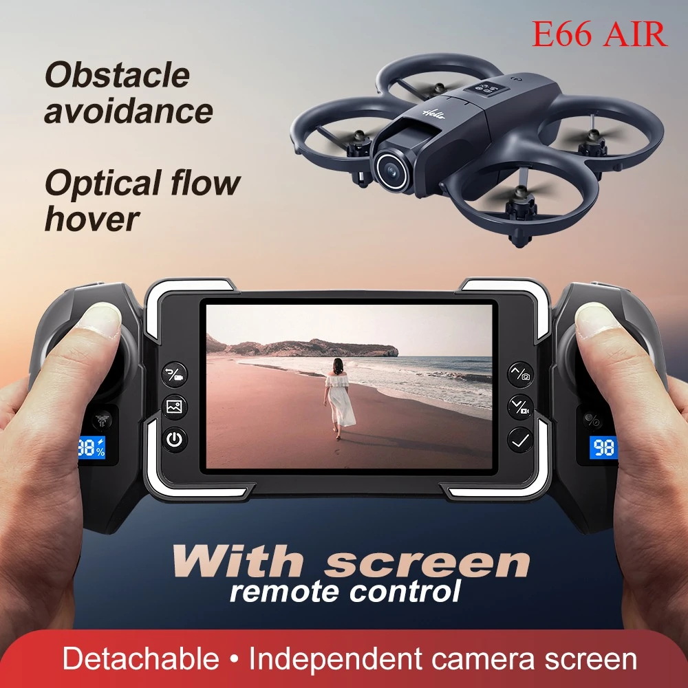 

2025 E66 Air Brushless Drone With Screen-Controlled Lighting Mini Drone 2 Camera Optical Flow Remote Control Aircraft Gift Toys