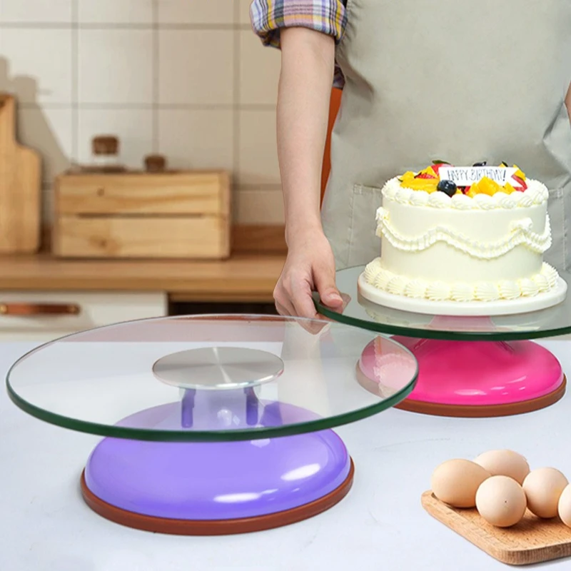 

Tempered Glass Cake Turntable Frosting Platform Rotating Cake Smoothing and Frosting Table for Home & Commercial Use Baking Tool
