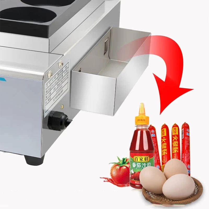 220V Egg Burger Maker 4000W Rotary Cake Maker Non-stick Coating Multi-ring Heating Element 9-Slot Egg Sandwich Maker