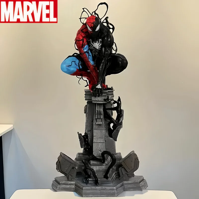 New 40cm Marvel Anime Figure Peripherals Symbiotic Spider Man Venom Plug In Luminous Desktop Decoration Collect Model Toys Gifts