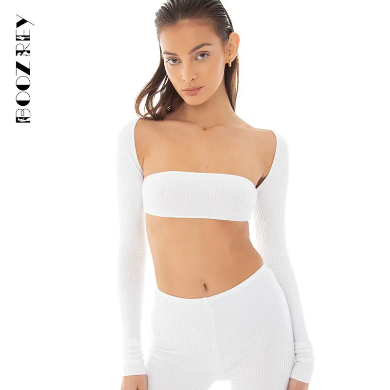 BoozRey Chest Wrap Back Cutout Solid T-Shirt Women Fashion Long Sleeves Square Collar Slim Crop Top Cool Girls Streetwear Tops