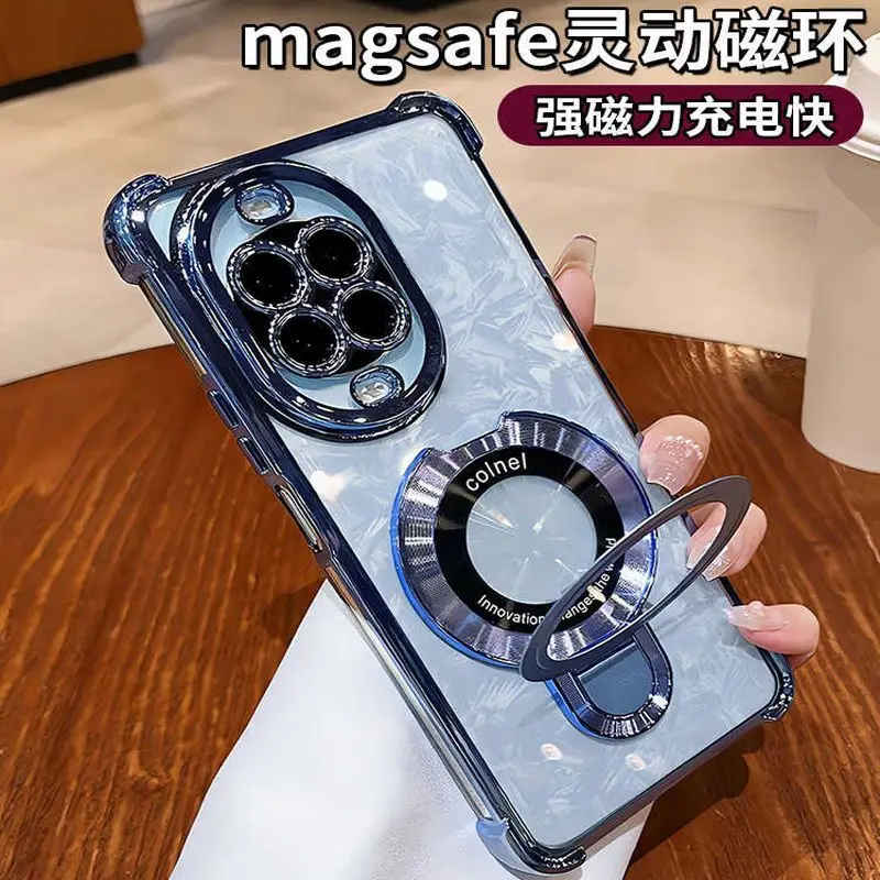 For Huawei Nova 14 Pro Nova13 Case Luxury Electroplating Transparent Bracket Skin Feeling TPU Cover For Huawei Nova 14Pro  Funda view 5