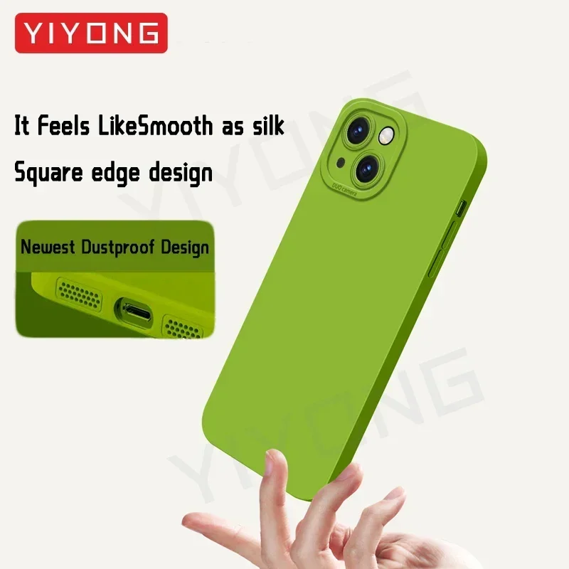 For iPhone 17 Air 16 16e 15 14 11 12 13 Pro Max YIYONG Original Soft Liquid Silicone Cover For iPhone16 Plus iPhone13 Mini Case