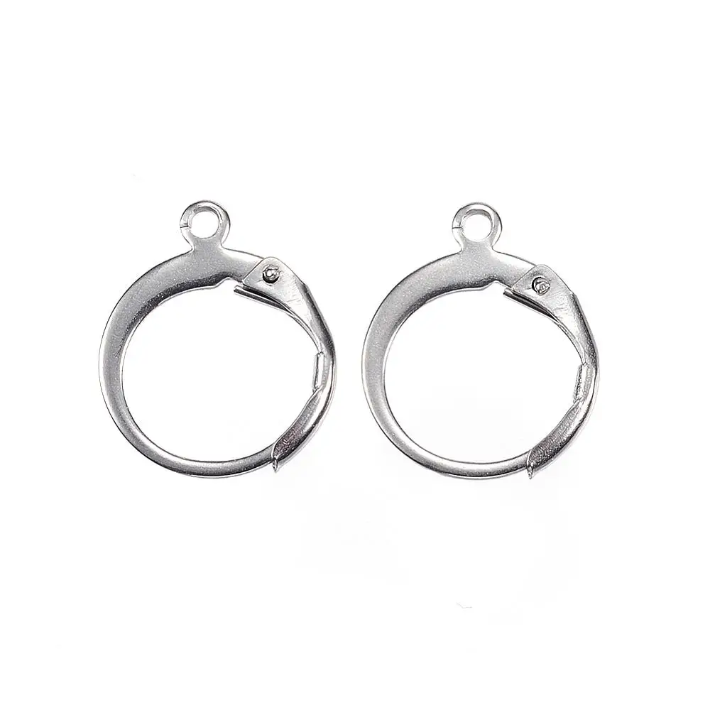 

100pcs Tarnish Resistant 304 Stainless Steel Leverback Findings with Loop color 14.5x12x2mm Hole: 1.2mm Pin: 1x0.8mm