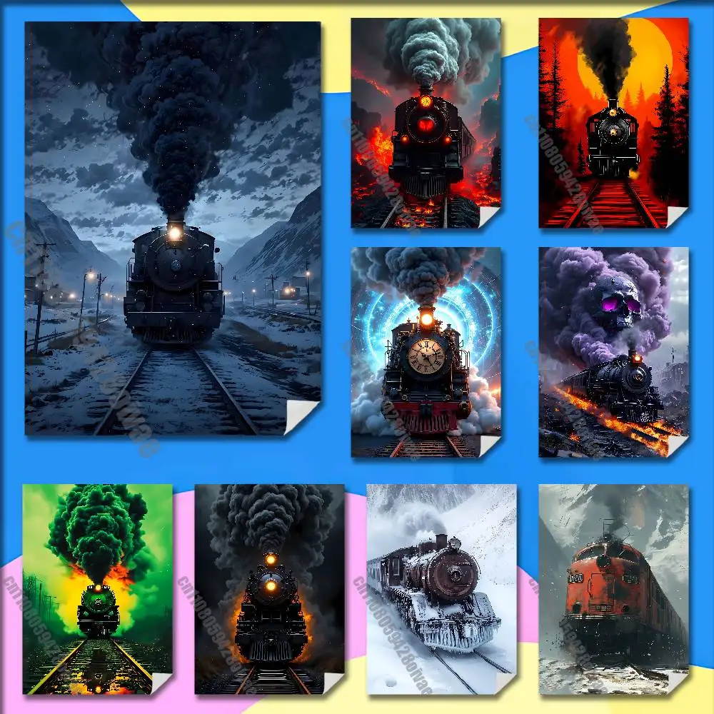 

Classic Steam Train Railway Poster Sticker For Bars 40x60cm Self-adhesive Ornament Collectibles Playbill Cover