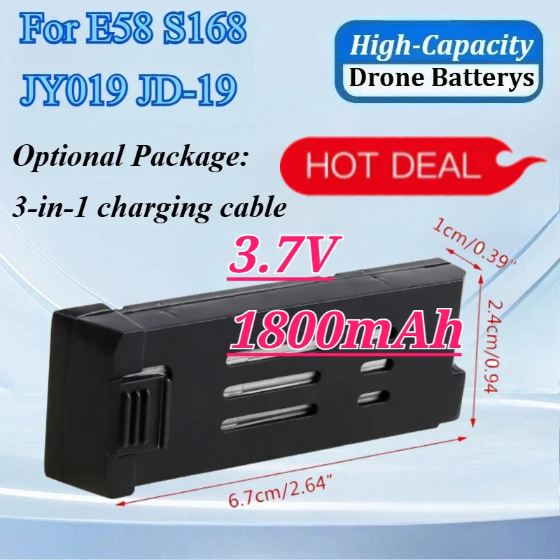 

New 3.7V 1800mAh Drone Battery for S168 JY019 E58 JD-19 RC Drone Spare Parts Modular Rechargeable Battery Drone Accessory
