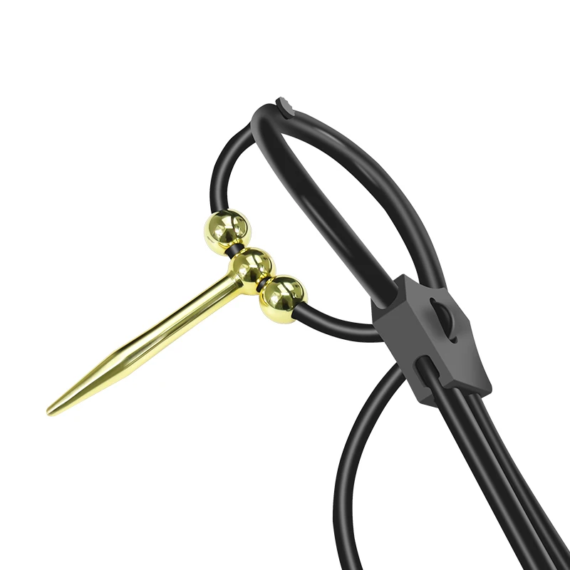 Electric Shock Penis Ring Horse Eye Stick Adjustable Elastic Cock Ring Urethral Stimulation Masturbation Metal Bead Sex Toys view 5