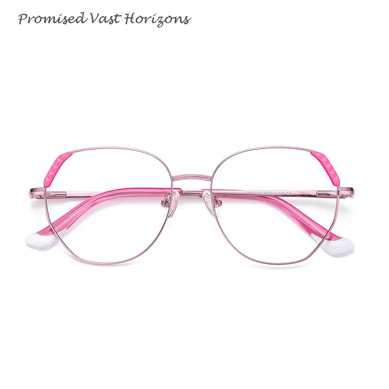 Occhiali da donna alla moda con blocchi di colore in metallo, superficie decorativa in plastica, stile europeo americano, lenti Plano, occhiali con blocco della luce blu