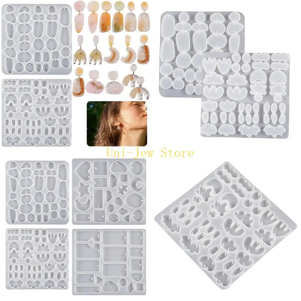

40GB 4 Pcs Multiple Styles Earring Combination Keychain Silicone Mold Epoxy DIY Craft