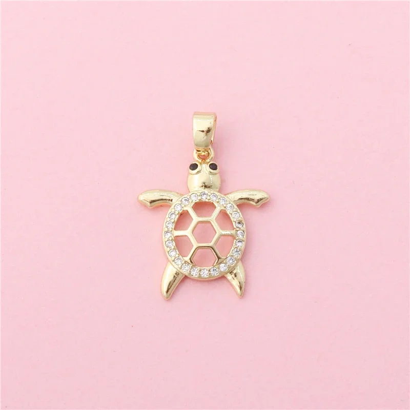 10pcs Brass Inlaid Zircon Crab Dolphin  Seahorse Turtle Charms Accessories For Jewelry Making Diy Necklace Pendants