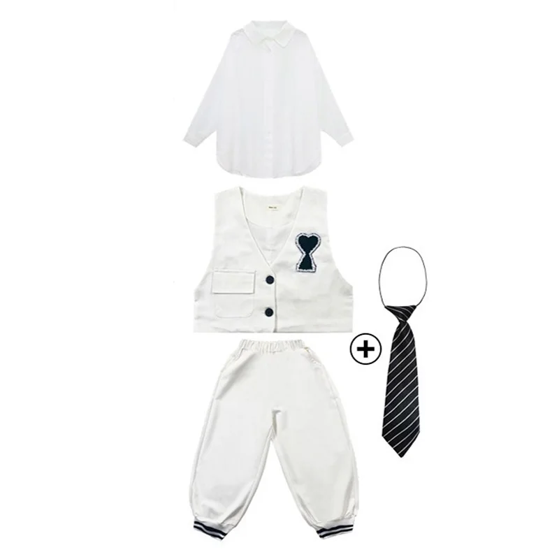 Loose Long Sleeves Hip Hop Clothes Girls Jazz Street Dance Performance Stage Costume Boys Children White Shirts Pants