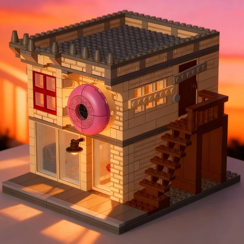 

Набор строительных блоков MOC «Пекарня пончиков», 429 деталей, архитектурная модель, конструктор для сборки, развивающая игрушка, идея для творчества, подарок на Рождество, обучающий конструктор