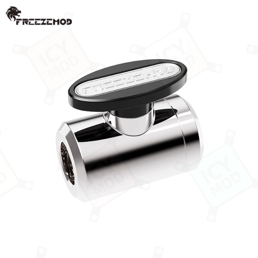 FREEZEMOD Brass Faucet G1/4 Thread Double Internal Thread Water Flow Control Valve Silver/White/Black PC Cooling MOD FM-YGNS