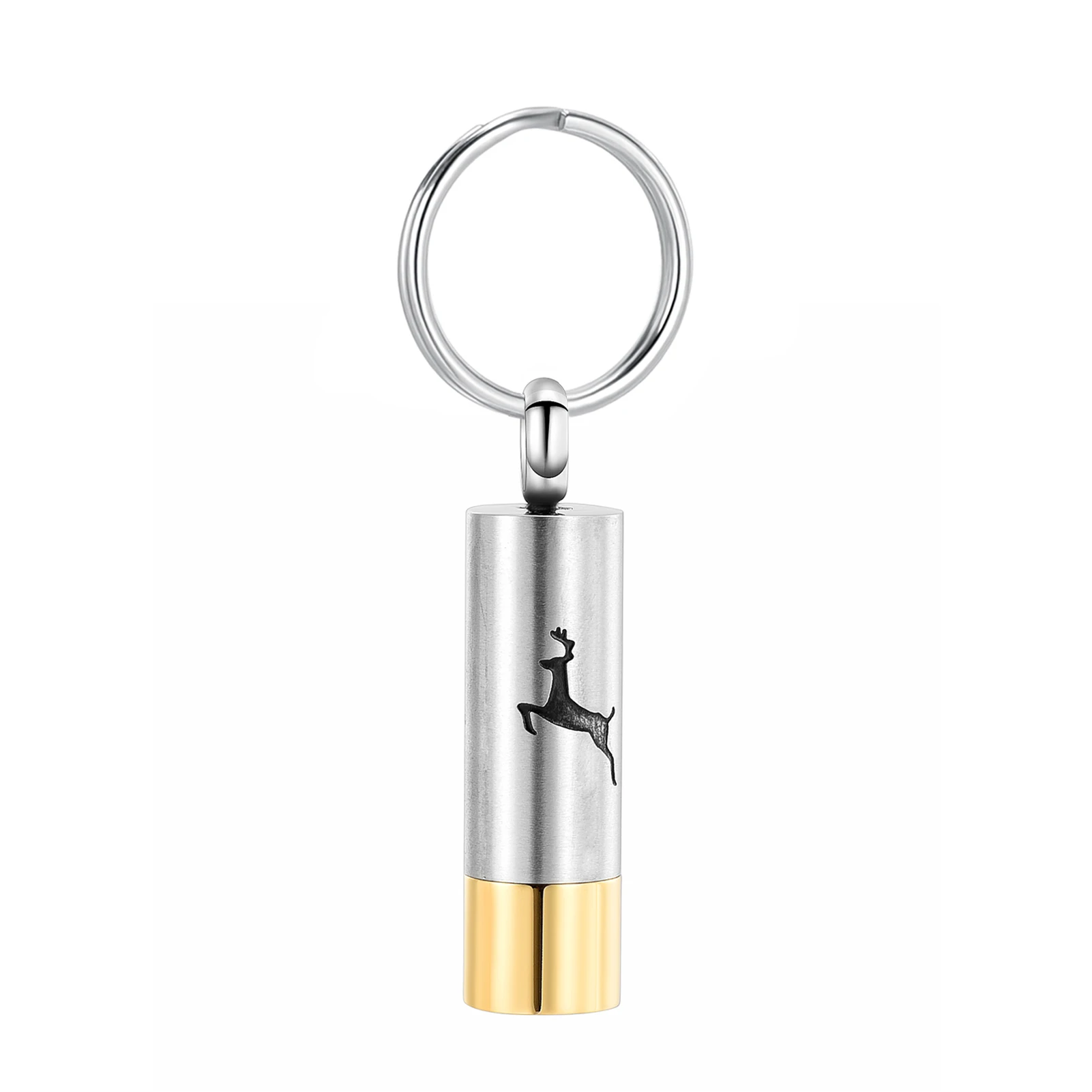 

Cremation Memorial Jewelry Cylinder Urn Keychain for Ashes Engraved Deer Pattern Pendant Keepsake for Women Men