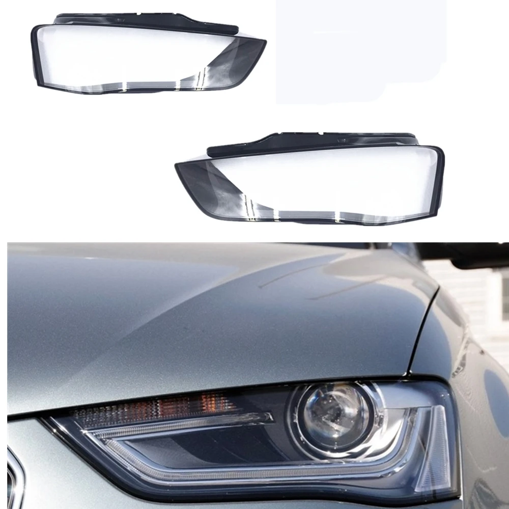 

2PCS Left & Right Front Lens Cover Lampshade Headlight Cover Headlamp Shell Case Shade For Audi A4 2013-2015