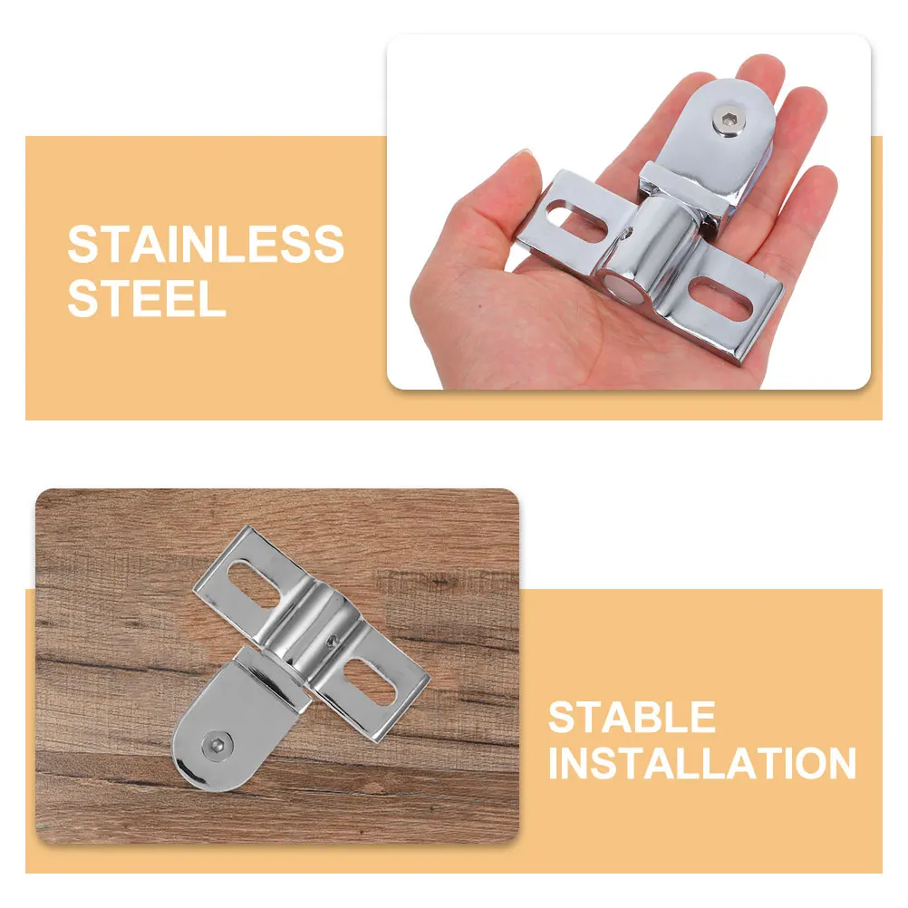 Dobradiças de porta de vidro de aço inoxidável, 2 peças, eixos pivô duráveis para gabinete de chuveiro, fixações de braçadeira de hardware de banheiro resistente