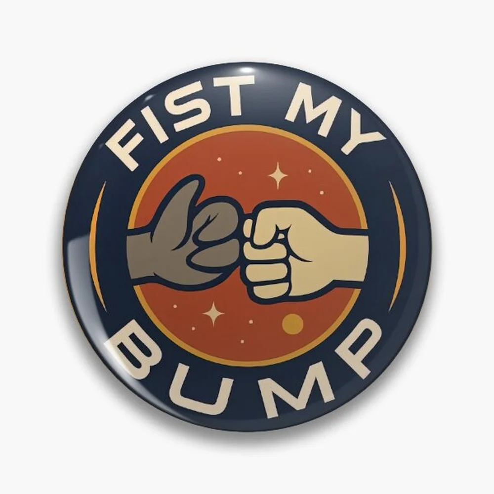 Fist my Bump  Project Hail Mary Mission Patch Pin Holographic Star Heart Pin Brooches Laminated Button Fashion Accessory