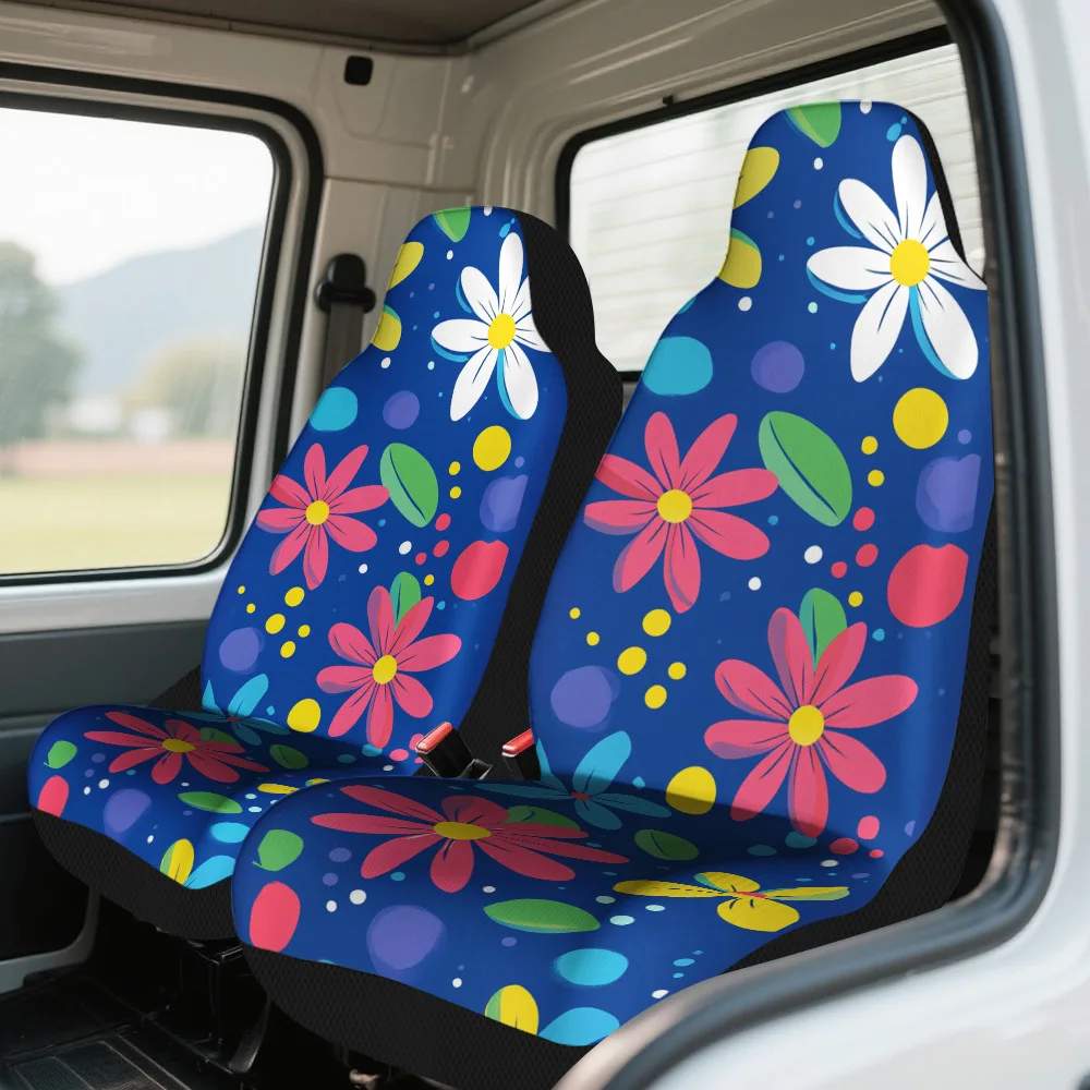 2 housses de siège de voiture à motif floral bleu – Convient à la plupart des voitures, camions, fourgonnettes et SUV |   Protections durables pour sièges avant |   Facile