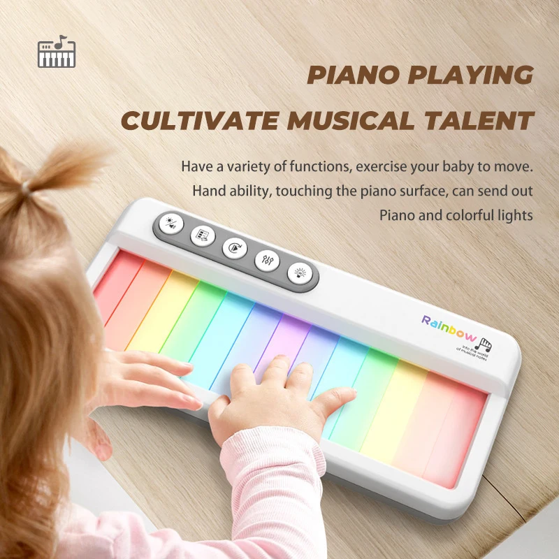 لعبة موسيقى البيانو الإلكترونية بشاشة تعمل باللمس للأطفال مع شاشة لمس خفيفة ملونة ألعاب موسيقية لهدايا تعليمية للأطفال