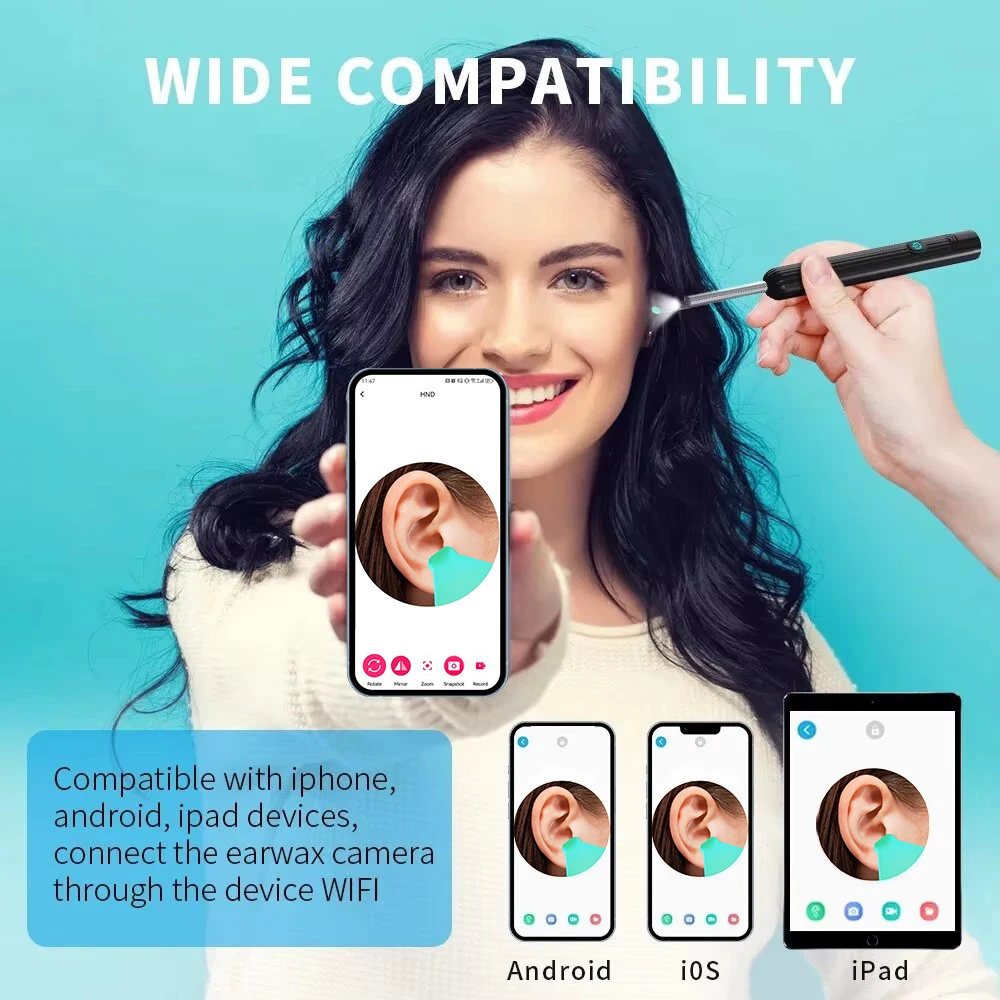 耳垢除去ツール HD 耳カメラ付き 1080P 耳スコープ耳鏡交換ヒント耳ピック安全な取り外し可能な耳スクープ