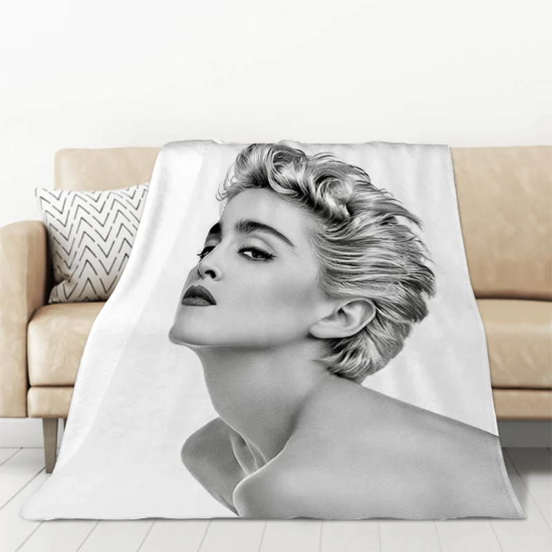 Famous Singer Madonna Ciccone Bed Blankets for Decorative Sofa Throw Blanket Microfiber Bedding King Lid Catnap Knee Fleece Nap