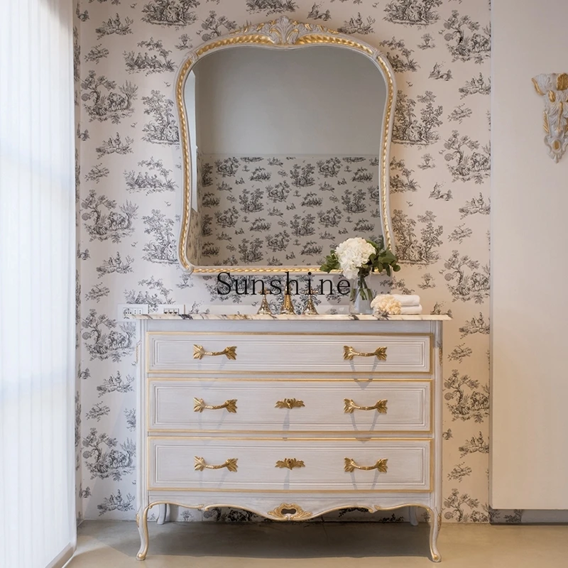 

European entrance bedroom storage living room display large capacity storage retro side cabinet