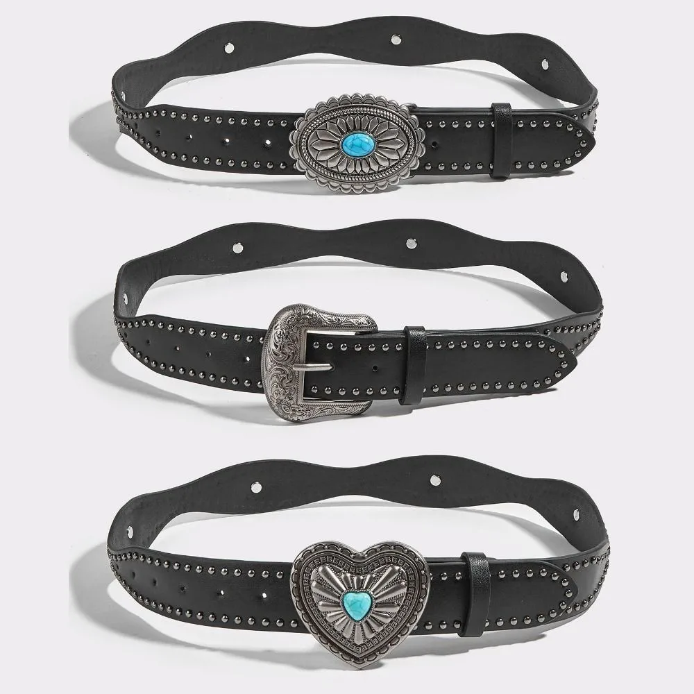 مشبك معدني بولي Leather الجلود برشام حزام الكورية نمط القوطية واسعة حزام كل مباراة الجينز بنطلون ديكور Y2K فتاة حزام في الهواء الطلق