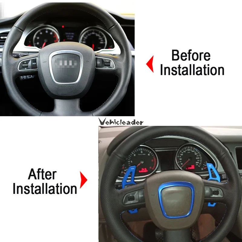 2x Aluminum Steering Wheel Shift Paddle Shifter Extension For Audi  A3 A4 A5 A6 A7 A8 Q5 Q7 TT S3 S4 S5 R8 2006-2009 2010 2011