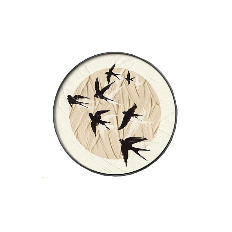 Medieval style TV background wall decorative painting high-end atmosphere round living room hanging painting retro mural light l