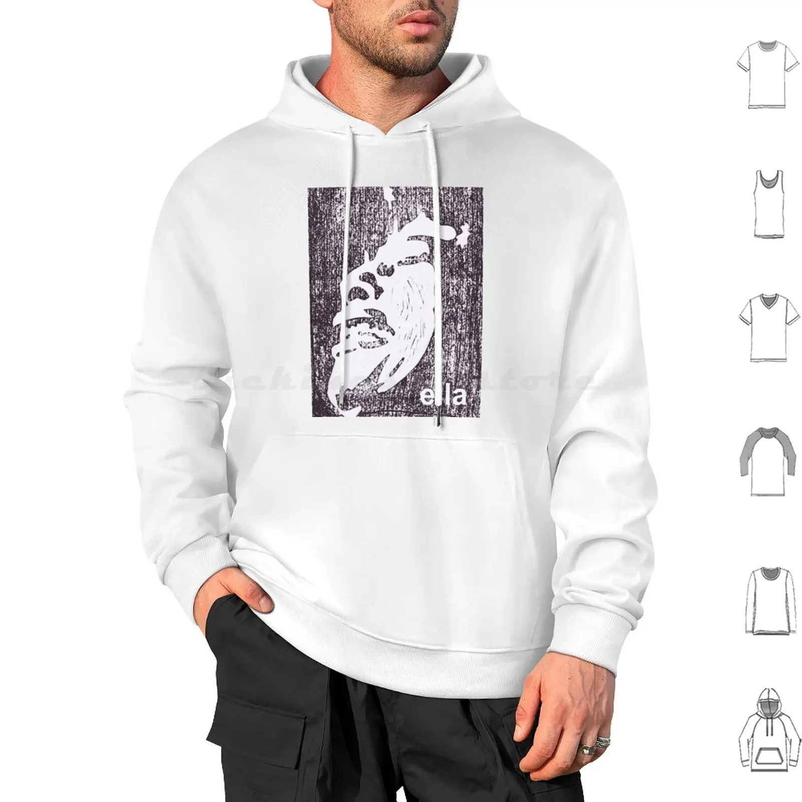 Ella Portrait Hoodies Long Sleeve Linoleum Ella Music To Sing Soul Black Mood Jazz The Atmosphere Legend Singer Blues