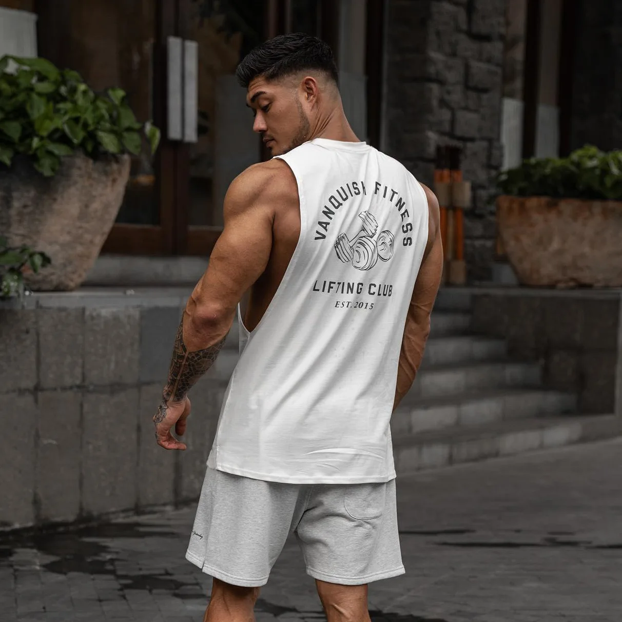 Summer new male Gym Running Training Bodybuilding Cotton Tank Top Joggers Outdoor Sports Fitness Elastic Vest Training Clothes