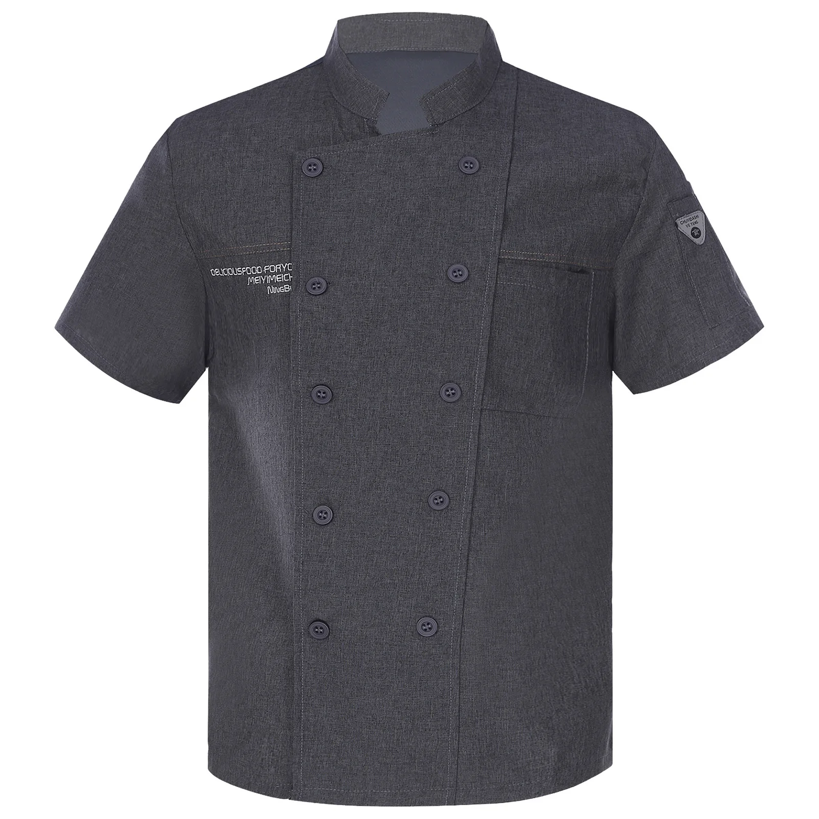 Chaqueta de cocina de manga corta para hombre, uniforme de Catering, ropa de trabajo para Hotel, camarera, restaurante, abrigo de Chef de panadería, camisas de cocina