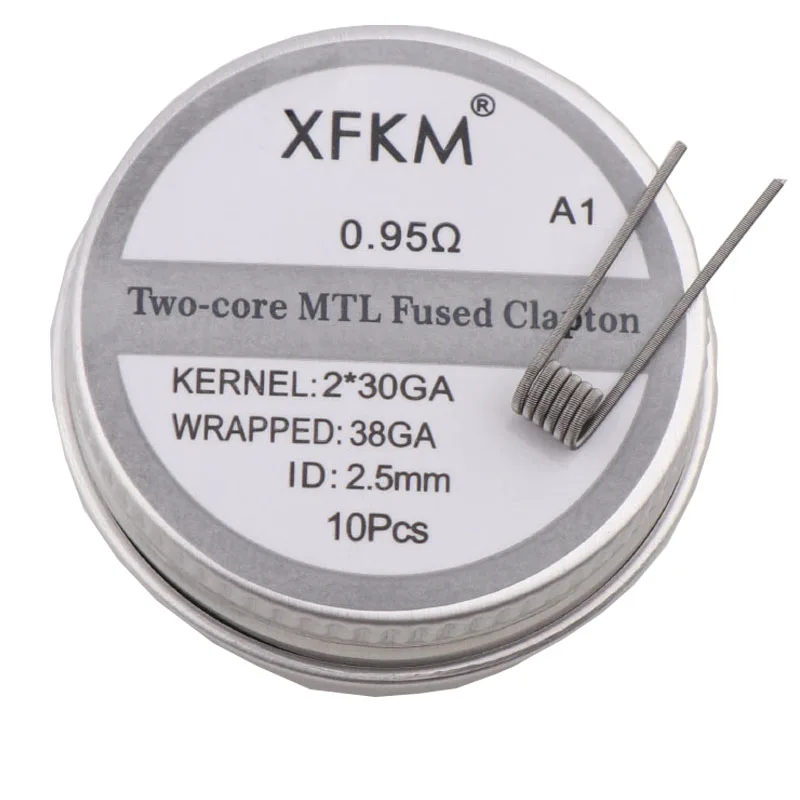 XFKM 10PCS/box NI80/A1/SS316L MTL Fused Clapton Prebuilt Coils Premade Coil for MTL RDA RTA  Mod Heating Wire