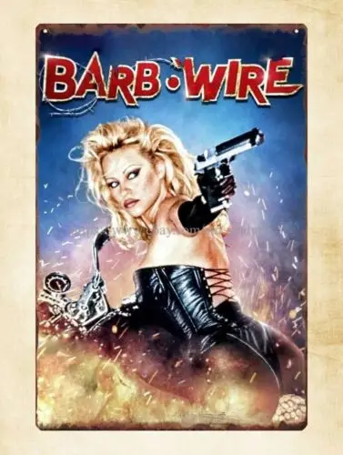 1x, lojas de arte de parede BARB WIRE filme de ficção científica Pamela Anderson sinal de lata de metal-alumínio