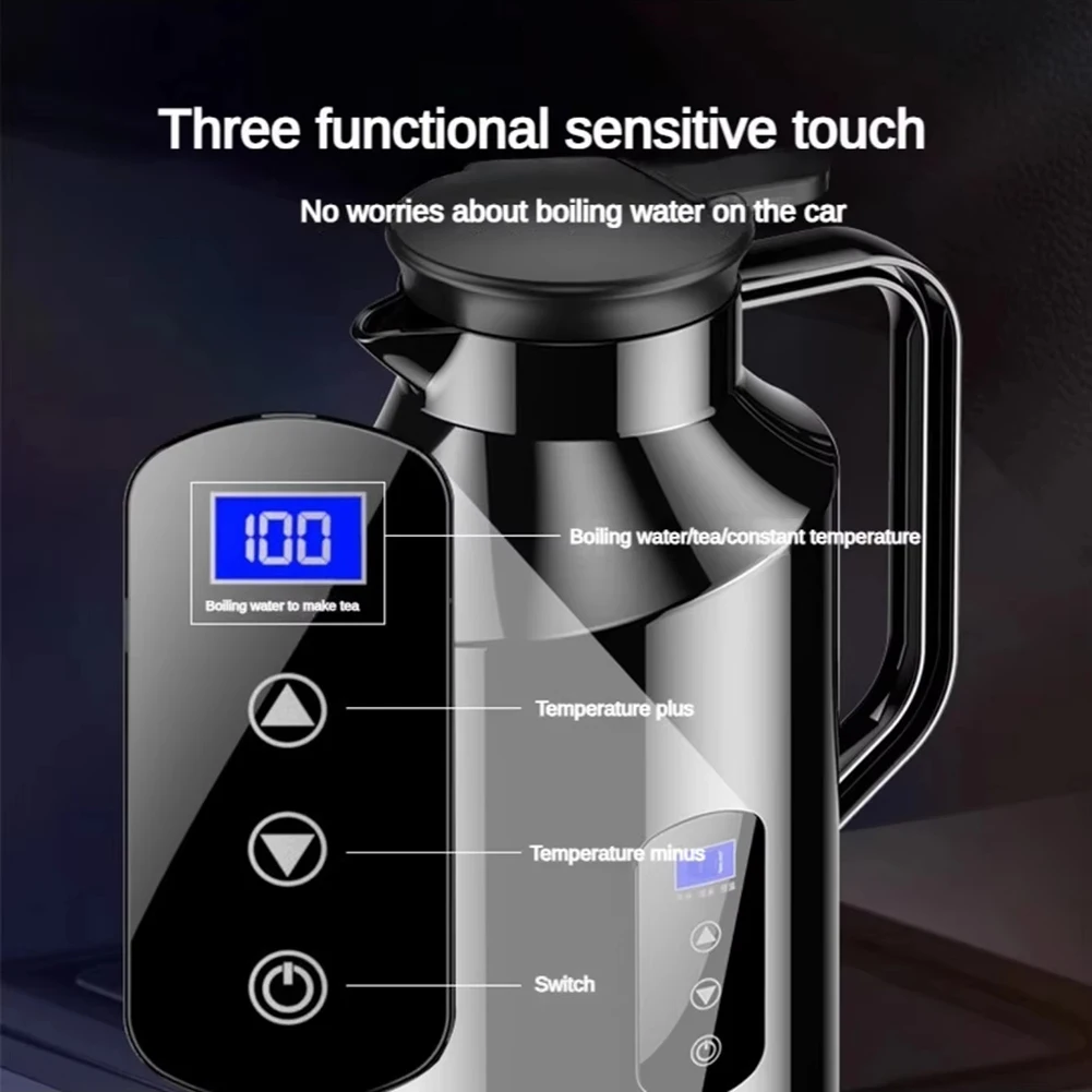 12V 24V Stainless Steel Car Electric Kettle Hot Water Boiler 200W 1500ml with Plug for Travel