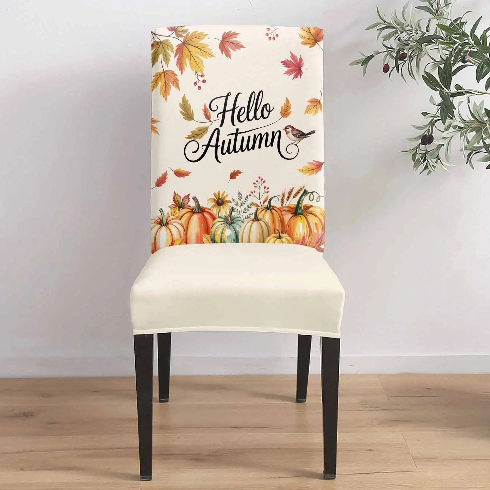 

Thanksgiving Letter Hello Autumn 4/6/8PCS Spandex Elastic Chair Case For Wedding Hotel Banquet Dining Room