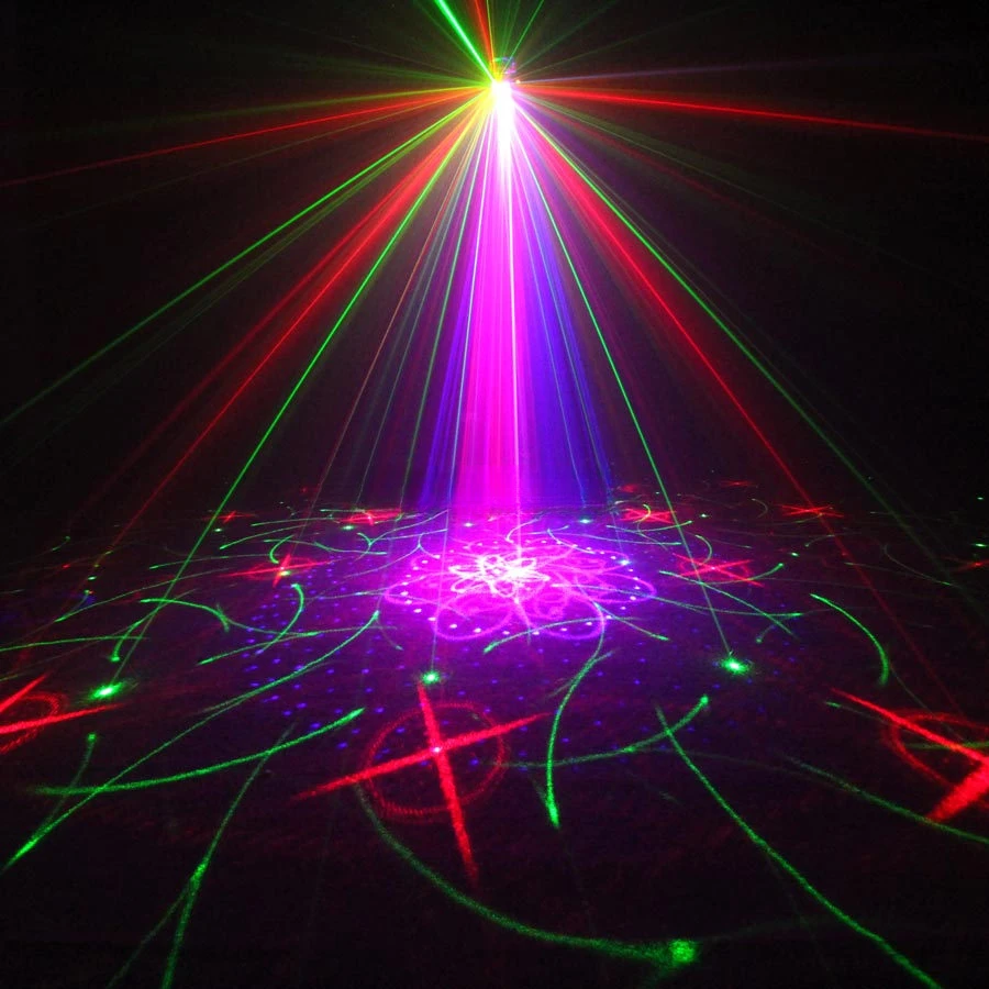 Mini RGB 5 Lens Laser 128 Patterns Projector Blue Led Club Home Party Bar DJ Disco Xmas Dance Stage Effect Light N60T155