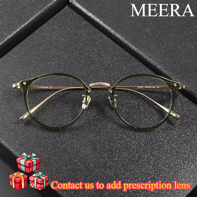 

2026 Vintage Acetate Green Frame Titanium Optical Glasses Frame for Men Women Custom Myopia Spectacles Brown Round GM Glasses