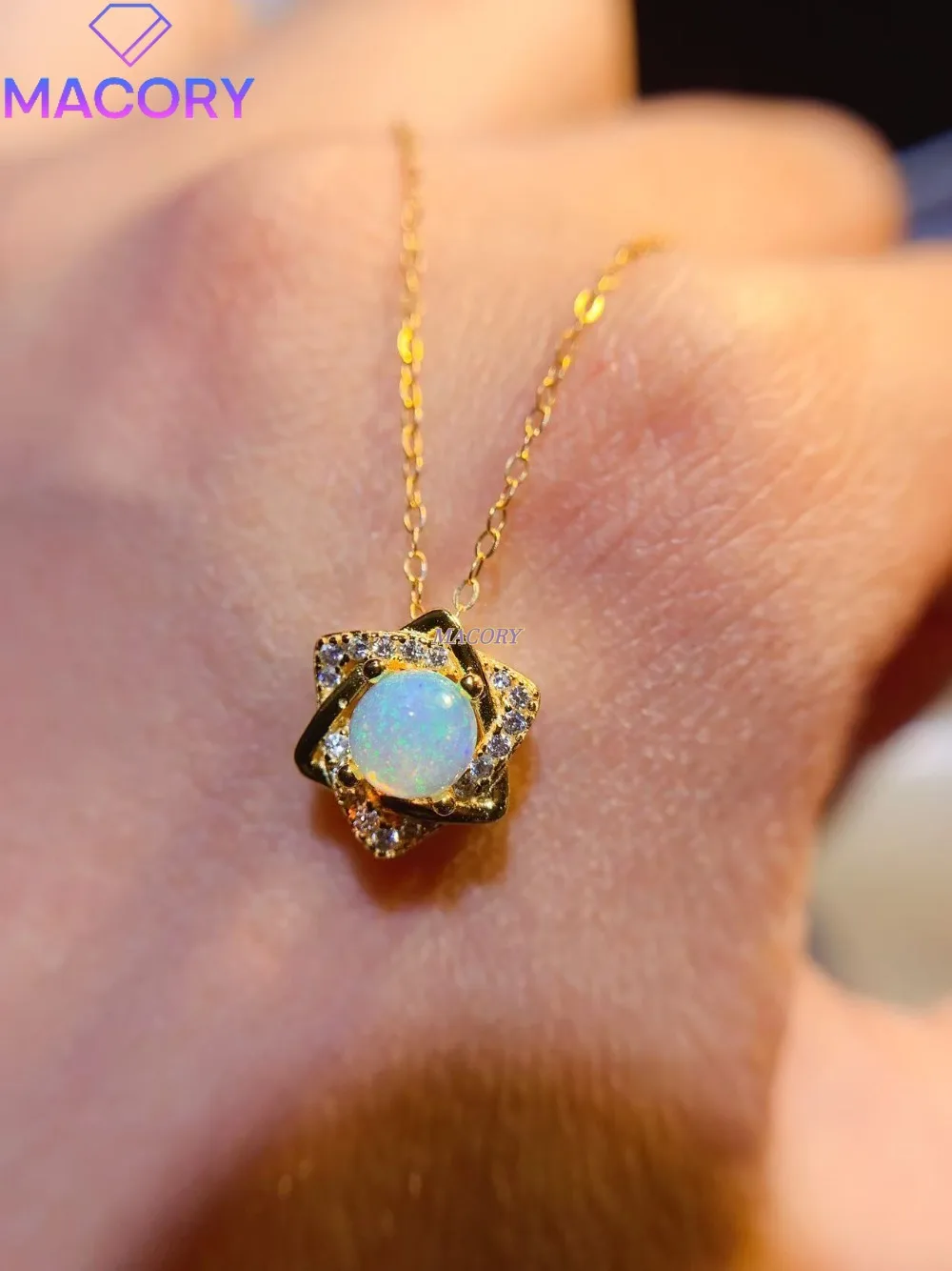 New 925 silver natural opal women's necklace with colour-changing effect luxurious and exquisite women's jewellery accessory