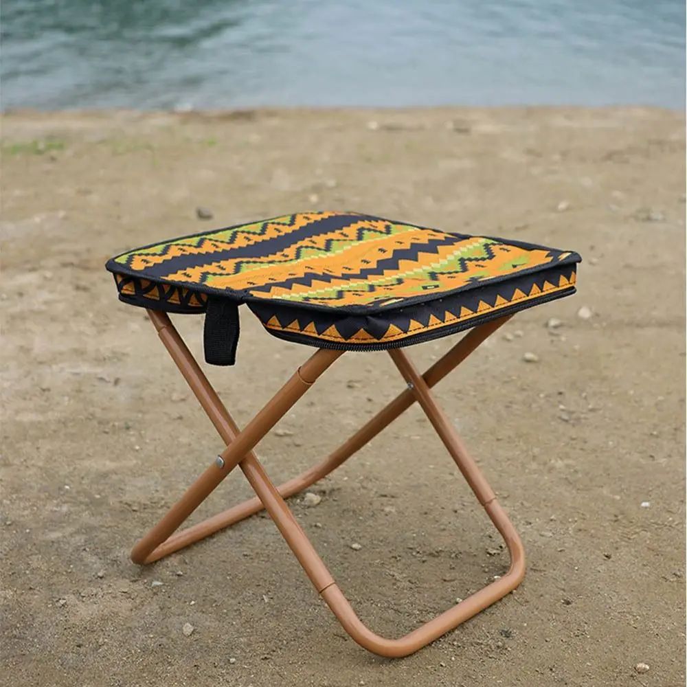 

Small Size Mini Folding Chair Compact Design Foldable Portable Camping Chair Sturdy Ethnic Style Outdoor Small Stool Travel