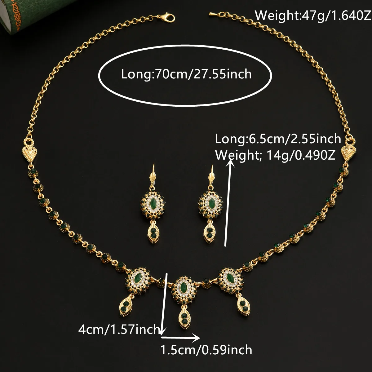 Unique And Niche Design Set Consisting Of An Oval Pendant A Round Dot-Style Chain Necklace And Earrings A Refined 2-piece set image 6