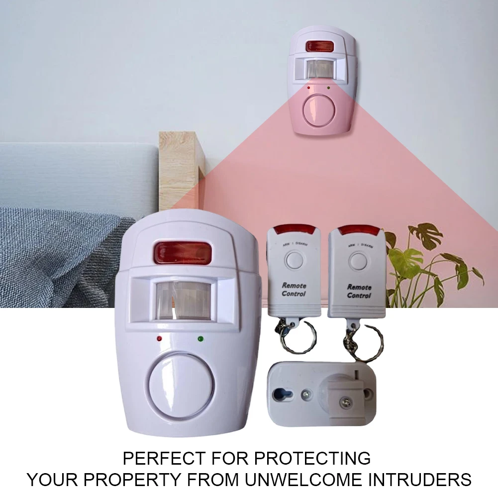 Wireless Motion Sensor Alarm พร้อมรีโมทคอนโทรล 2 ตัว PIR Alert เซ็นเซอร์อินฟราเรด Alarm แบตเตอรี่ Home Security System