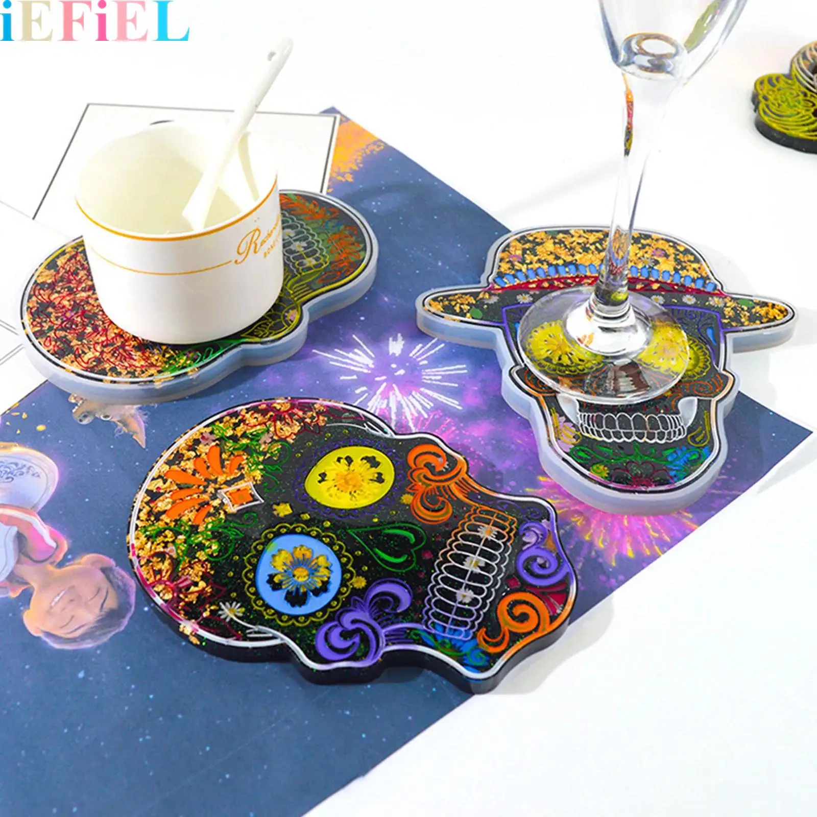 

Skull Coaster Silicone Molds Halloween Cup Pads Molds for Skull Coasters Decoration for Festival Ideal Gifts