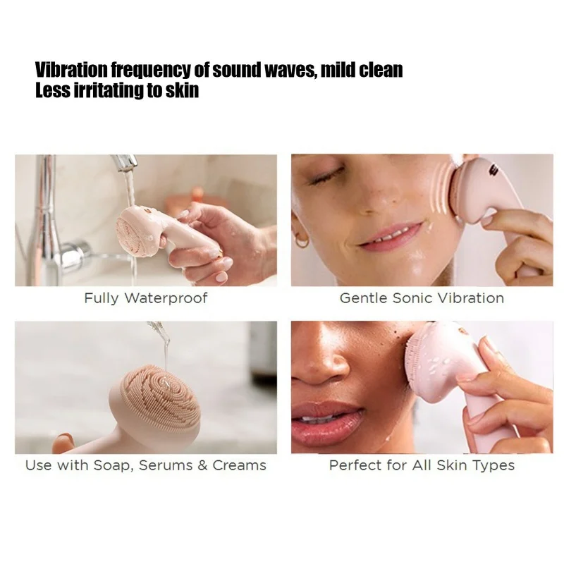 New Pores Cleaner Soft Silicone Facial Massager Electric Waterproof Face Cleansing Brush