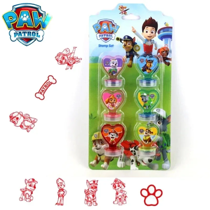 6pcs/set Paw Patrol Cartoon Stamp Cute Patrulla Canina 3D Waterproof Stamp Elementary Kids Toys for Children Birthday Xmas Gifts