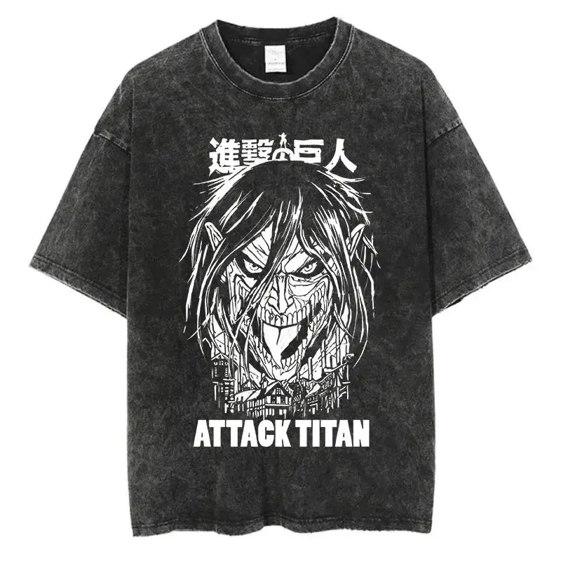 2026 Anime Attack on Titan Grafik-T-Shirt für Herren und Damen, Vintage-Look, hochwertige Baumwolle, Y2K Oberteil