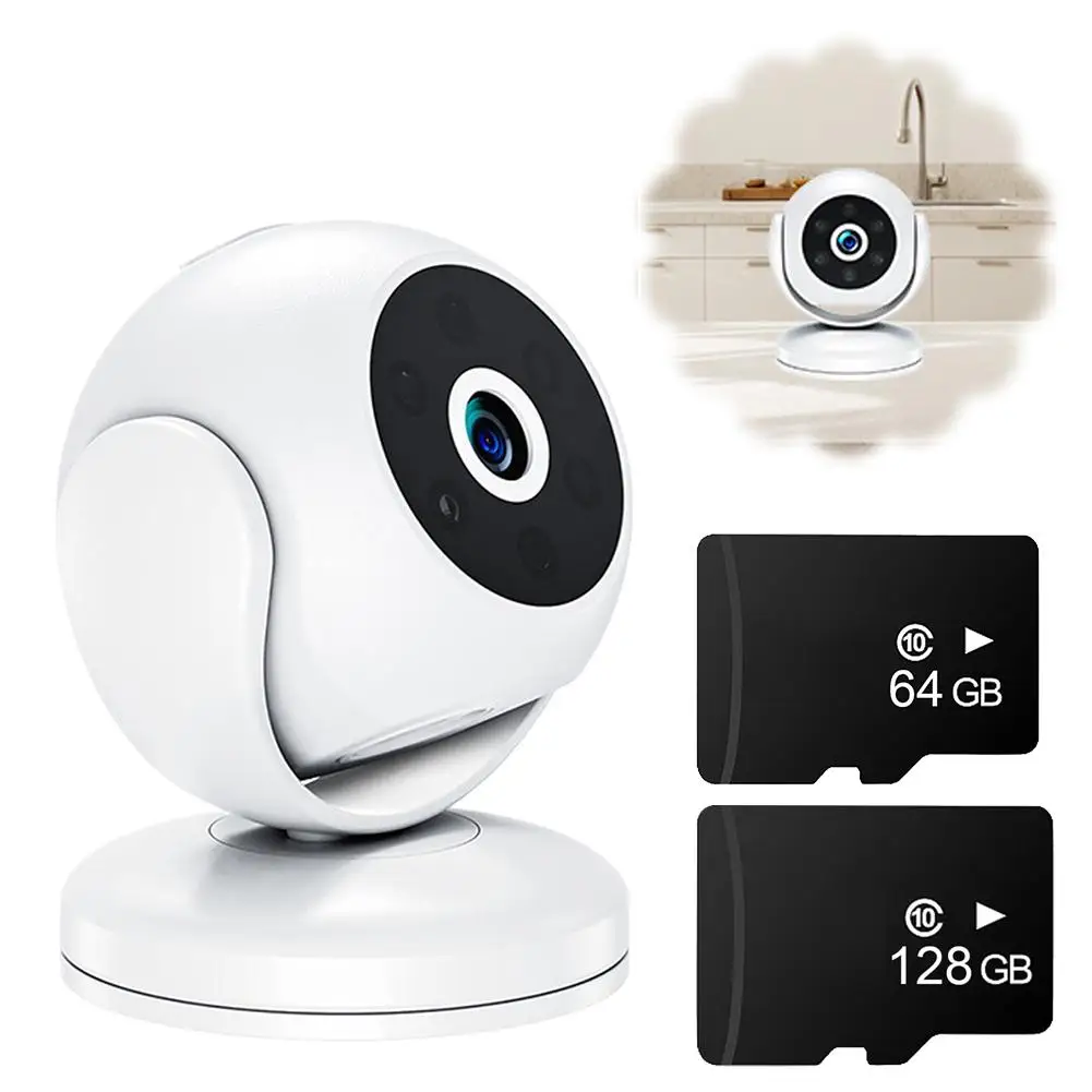 Telecamera IP WiFi 4K 8MP con scheda di memoria 64G Staffa regolabile Telecamera di sorveglianza wireless di sicurezza domestica intelligente Monitor Mini Cam