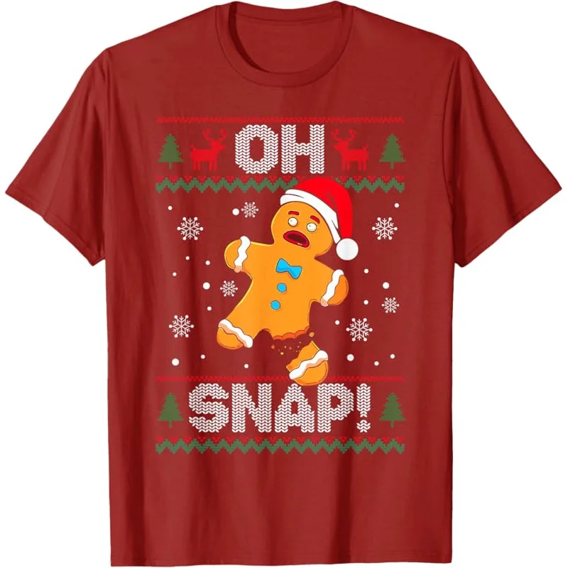 Oh Snap Gingerbread Man Cookie Natale Divertente brutto maglione T-shirt